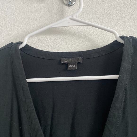 J. Jill Cardigan Womens L Petite Black Knit Jersey Wearever Collection Top - Picture 2 of 12